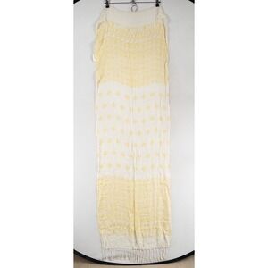 World Market Fashion Scarf Yellow White Geometric Print Viscose Fringe Casual
